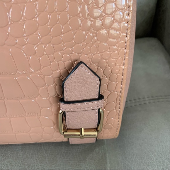 Peach Structured Satchel with Gold Accents - Picture 4 of 15